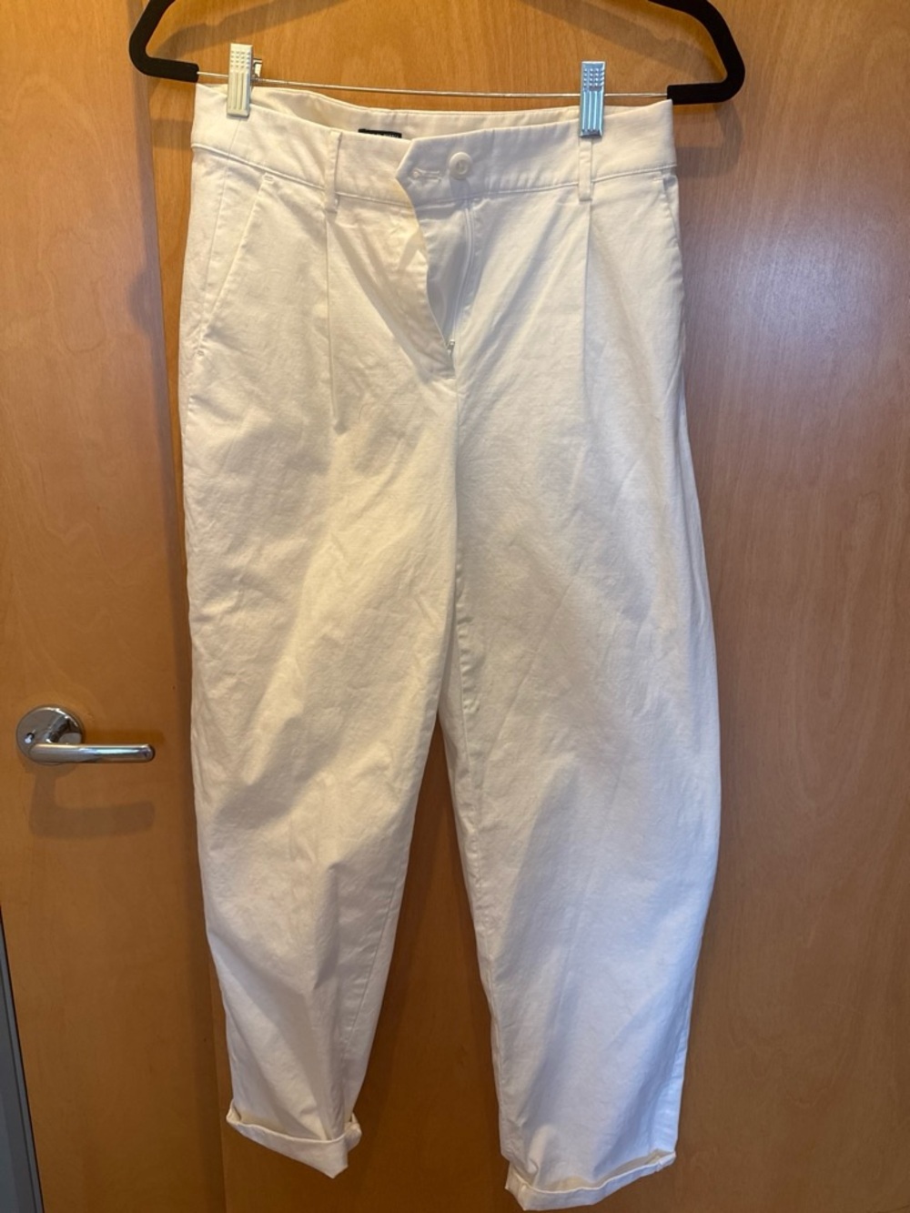 J. Crew Off-White Cropped High-Rise Tailored Pants